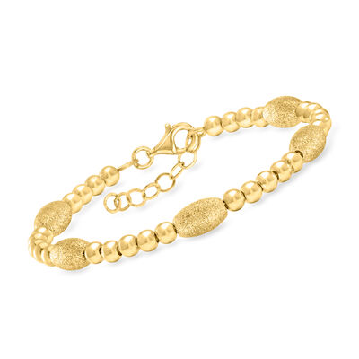 Italian 18kt Gold Over Sterling Textured and Polished Bead Bracelet