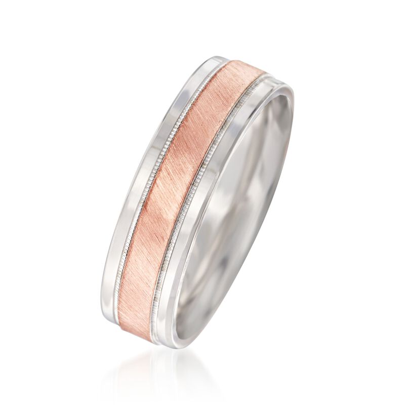 Men's 6.50mm 14kt Two-Tone Gold Wedding Ring image number 1