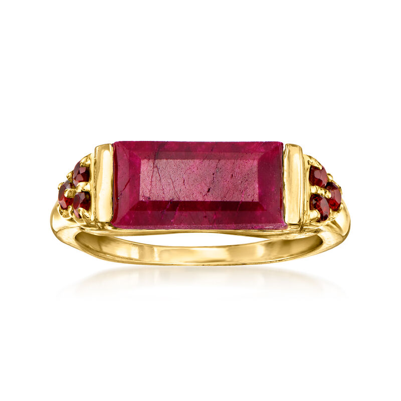 6.00 Carat Ruby and .50 ct. t.w. Garnet Ring in 18kt Gold Over Sterling image number 0
