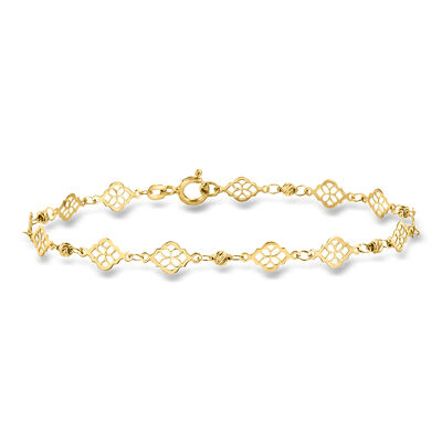 Italian 10kt Yellow Gold Ricami Floral Station Bracelet
