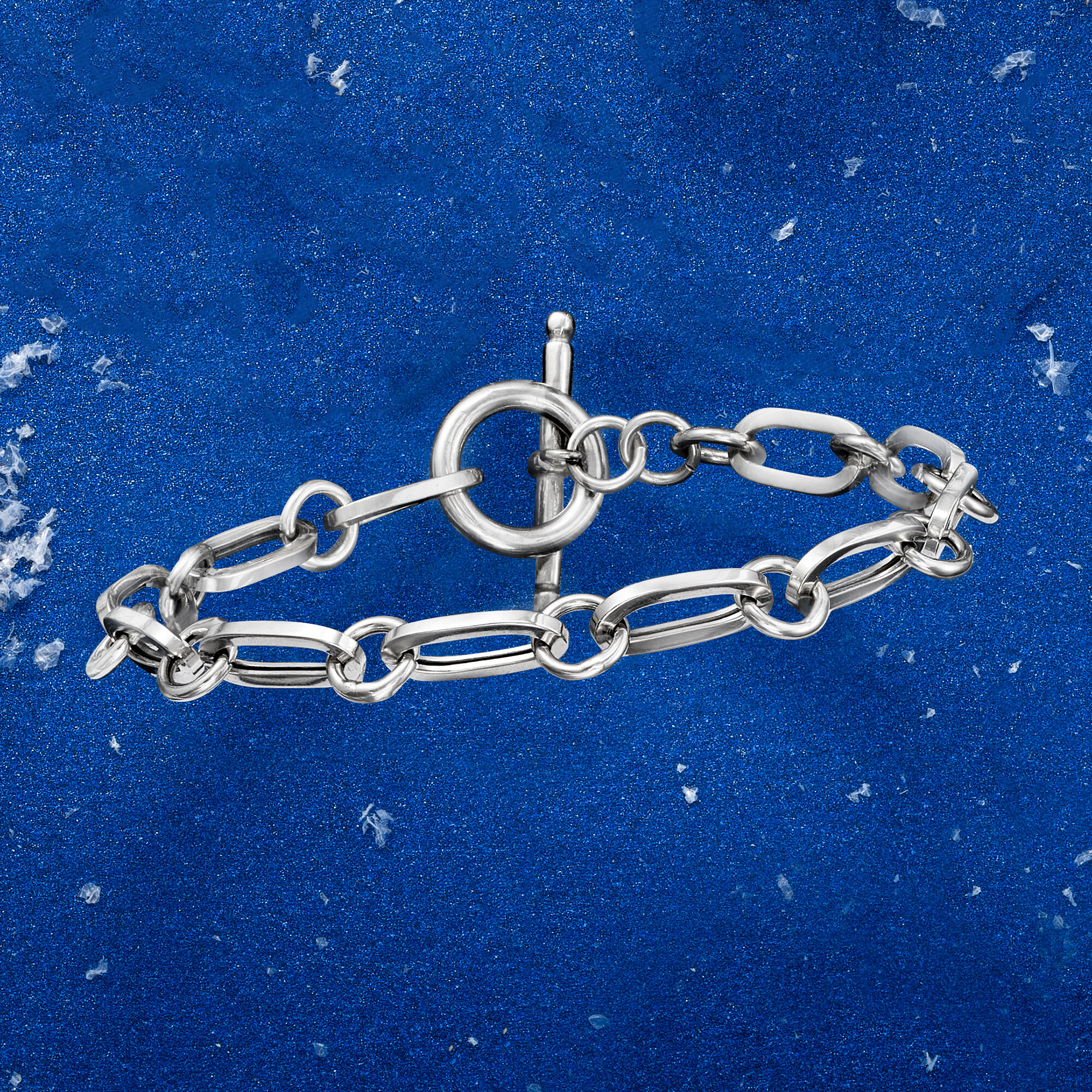 Sterling silver link bracelet toggle hot sale