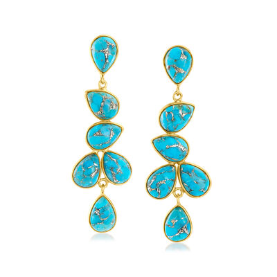 Turquoise Drop Earrings in 18kt Gold Over Sterling