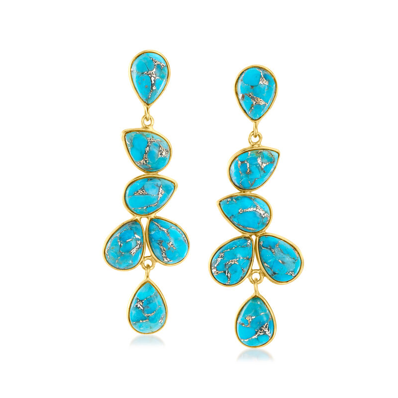 Turquoise Drop Earrings in 18kt Gold Over Sterling image number 0