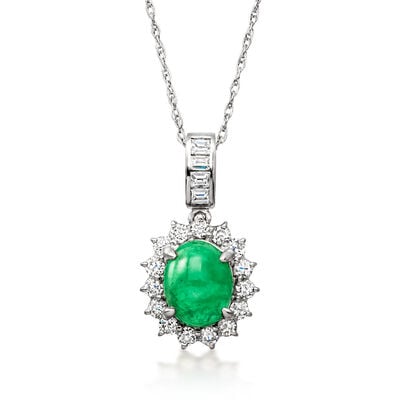 C. 2000 Vintage 2.12 Carat Emerald Pendant Necklace with .68 ct. t.w. Diamonds in Platinum