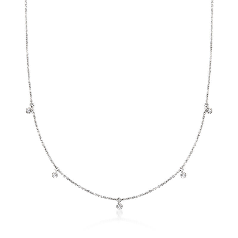 .10 ct. t.w. Diamond Drop Station Necklace in Sterling Silver image number 0
