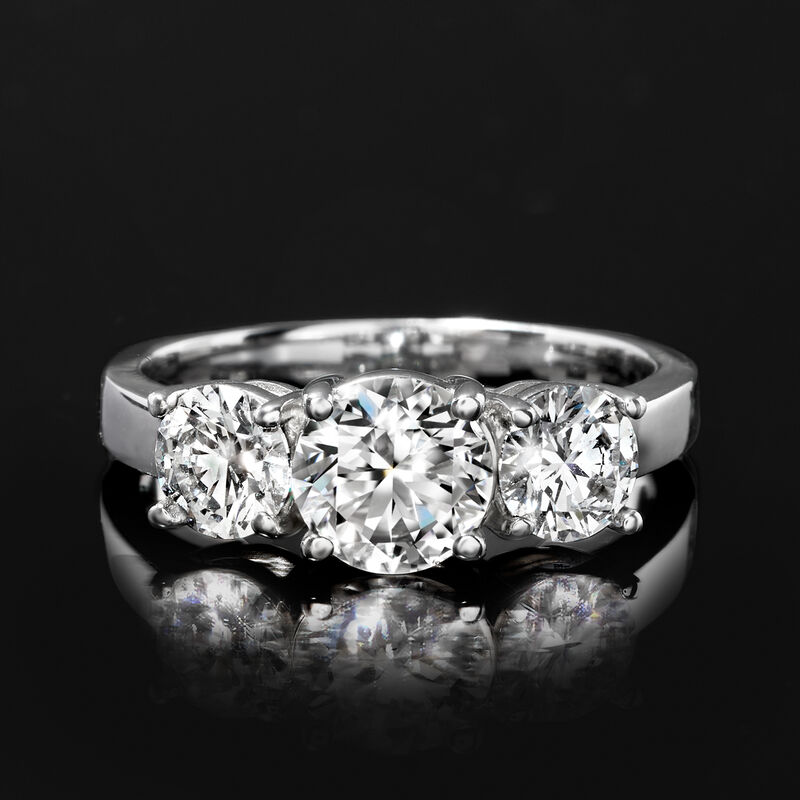 2.00 ct. t.w. Lab-Grown Diamond Three-Stone Ring in 14kt White Gold image number 3