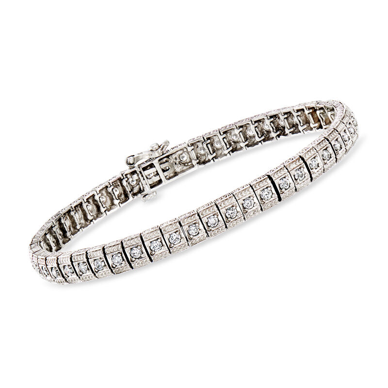 C. 1990 Vintage 2.00 ct. t.w. Diamond Bracelet in 14kt White Gold. 7&quot; image number 0