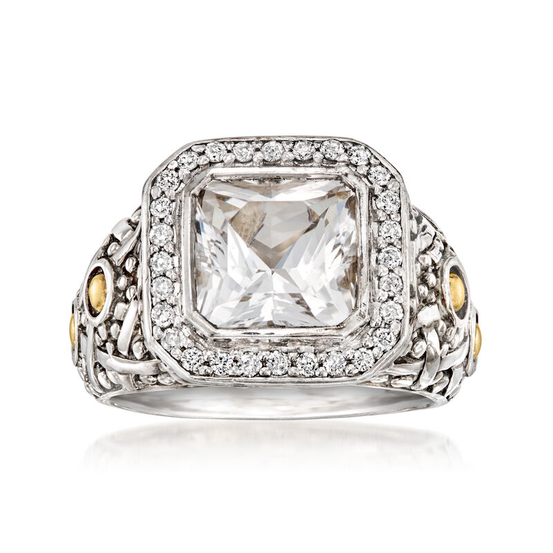 C. 2000 Vintage John Hardy 4.60 Carat White Topaz Ring with .45 ct. t.w. Diamonds in Sterling Silver and 18kt Yellow Gold. Size 7 image number 0