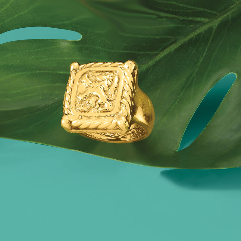 Italian 14kt Yellow Gold Crest-Style Lion Ring image number 4