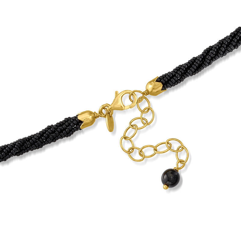Italian Black Murano Glass Snake Pendant Torsade Necklace in 18kt Gold Over Sterling image number 2