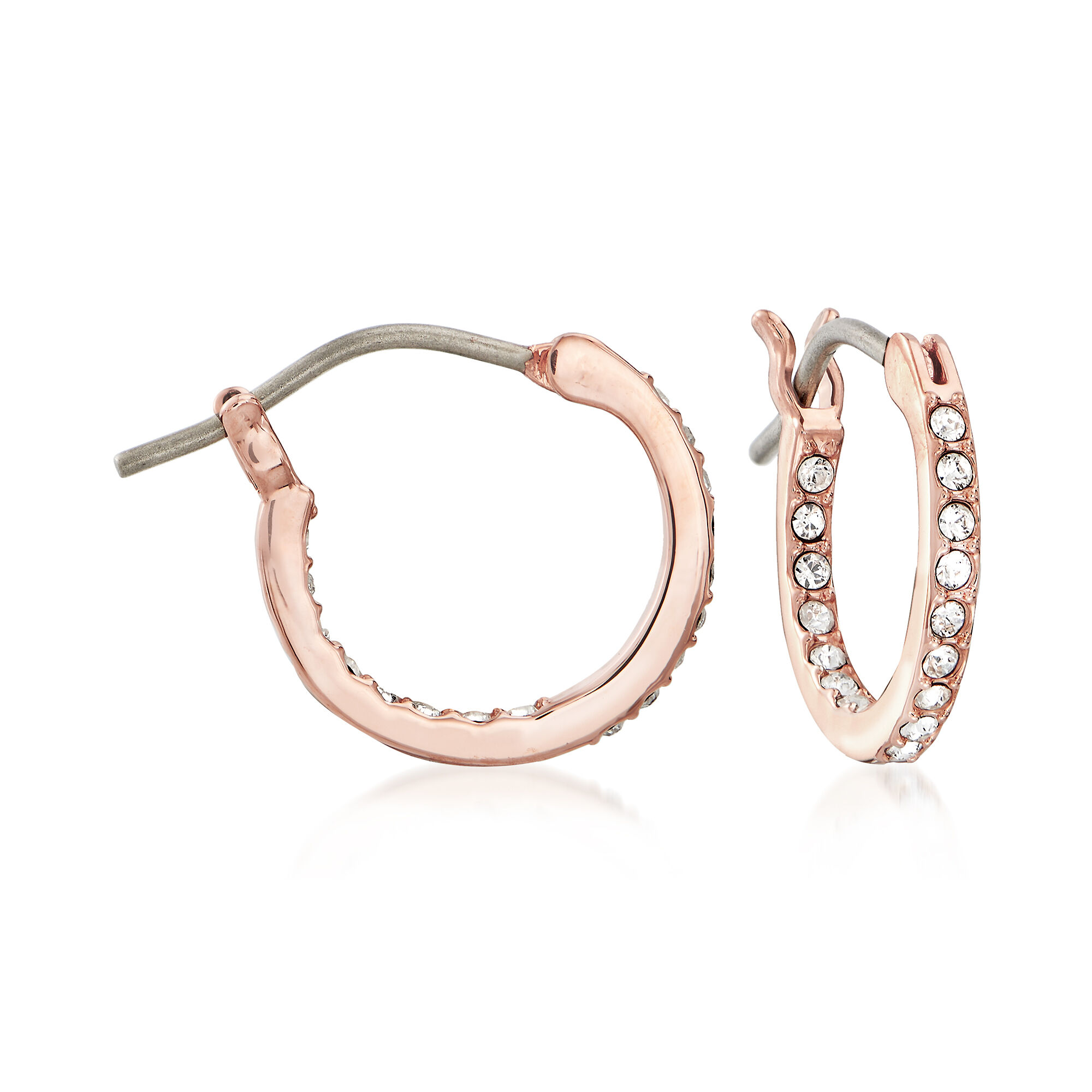 Swarovski Crystal Moon and Star Hoop Earrings in Rose Gold