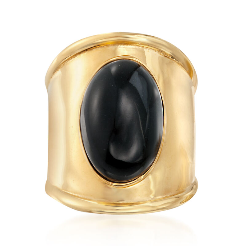Italian Black Onyx Shield Ring in 24kt Yellow Gold Over Sterling Silver image number 0