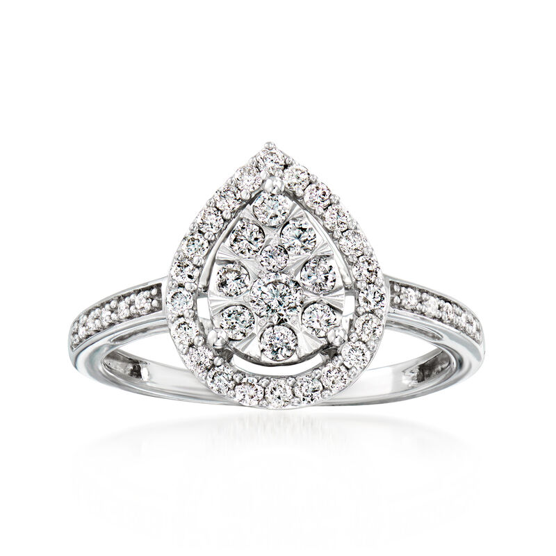 C. 2020 Vintage .50 ct. t.w. Diamond Cluster Ring in 14kt White Gold. Size 6 image number 0