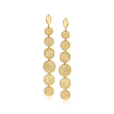 Italian 14kt Yellow Gold Diamond-Cut Disc Drop Earrings