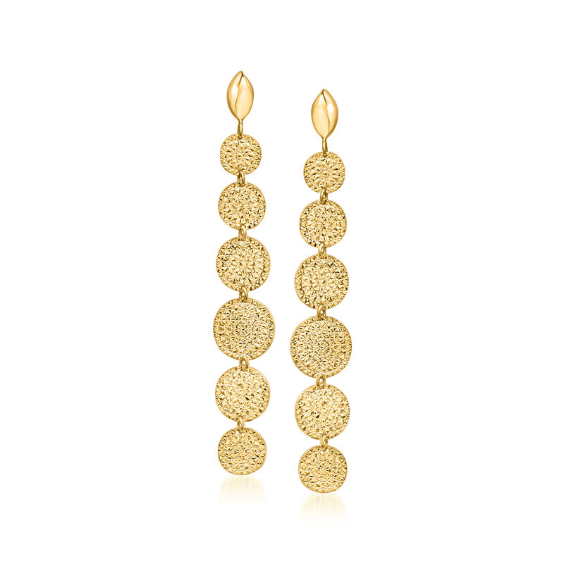 Italian 14kt Yellow Gold Diamond-Cut Disc Drop Earrings  image number 0
