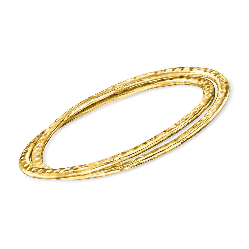 14kt Gold-Plated Interlocking Bangle Bracelet image number 0