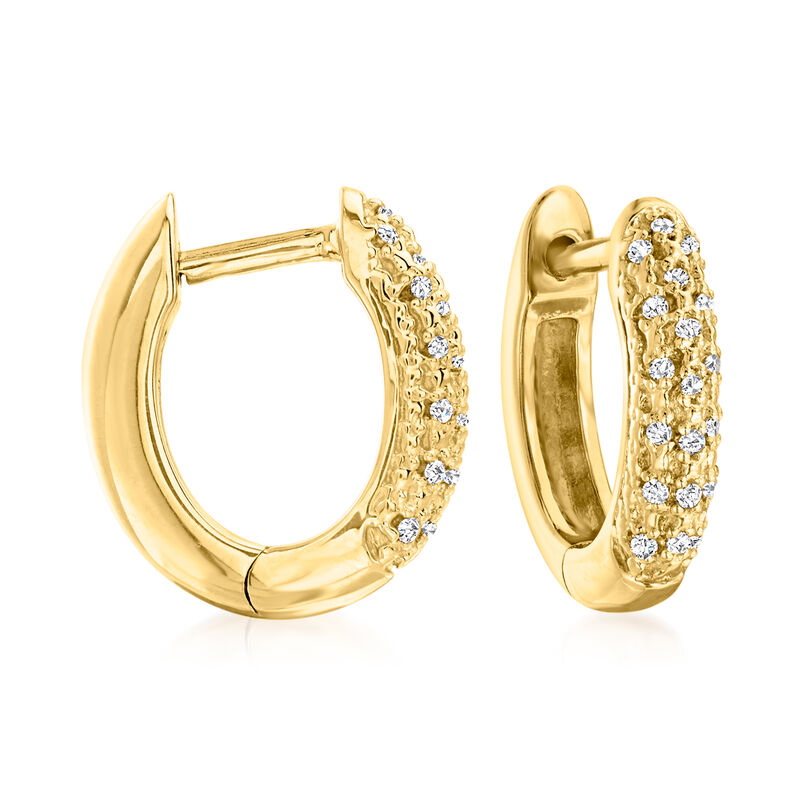 .10 ct. t.w. Diamond Huggie Hoop Earrings in 18kt Gold Over Sterling. 3/8&quot; image number 0