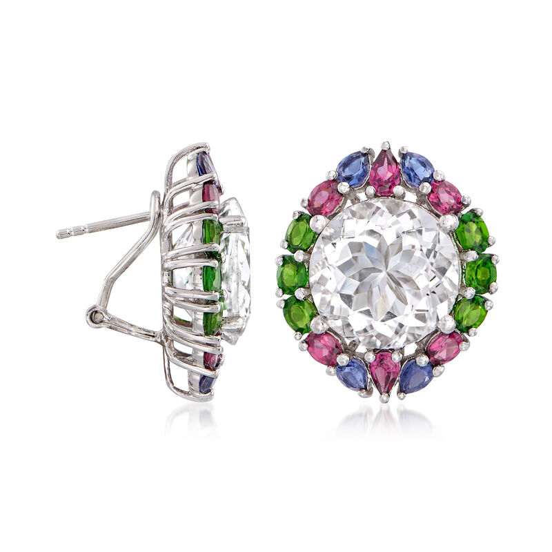 Rock Crystal and 5.50 ct. t.w. Multi-Gem Earrings in Sterling Silver image number 2