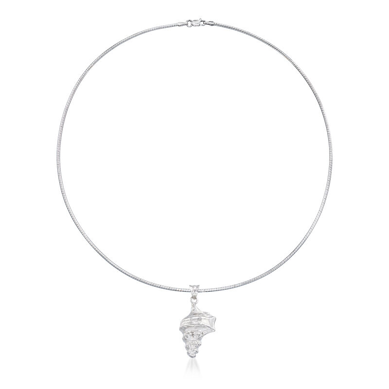Italian Sterling Silver Conch Shell Pendant Necklace image number 0
