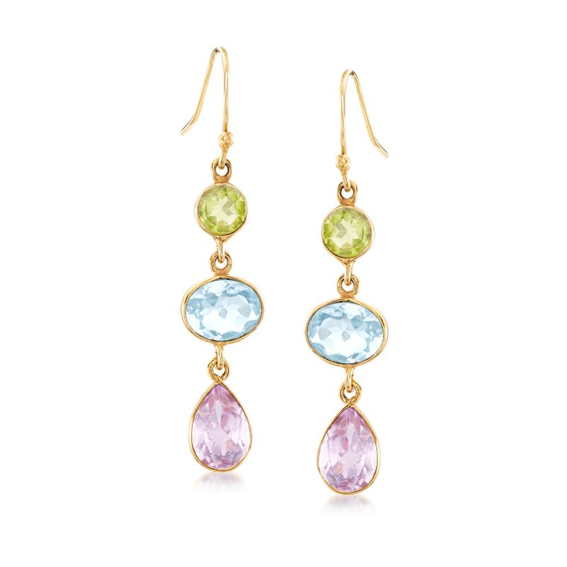 15.00 ct. t.w. Multi-Stone Drop Earrings in 18kt Yellow Gold Over Sterling Silver image number 0