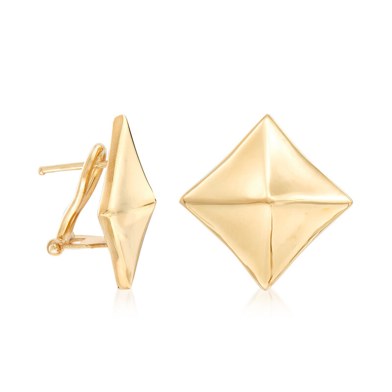 Italian Diamond-Shaped Earrings in 18kt Yellow Gold image number 2