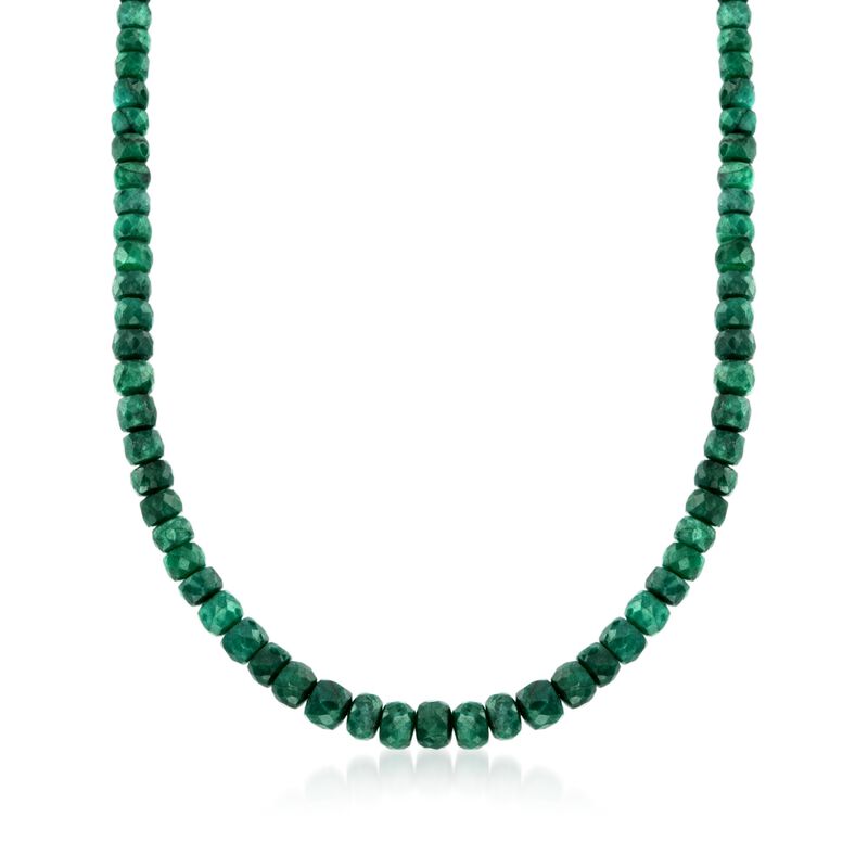 90.00 ct. t.w. Emerald Bead Necklace with Sterling Silver image number 0