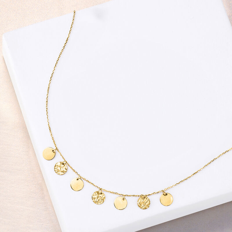 Italian 14kt Yellow Gold Disc Charm Necklace image number 2