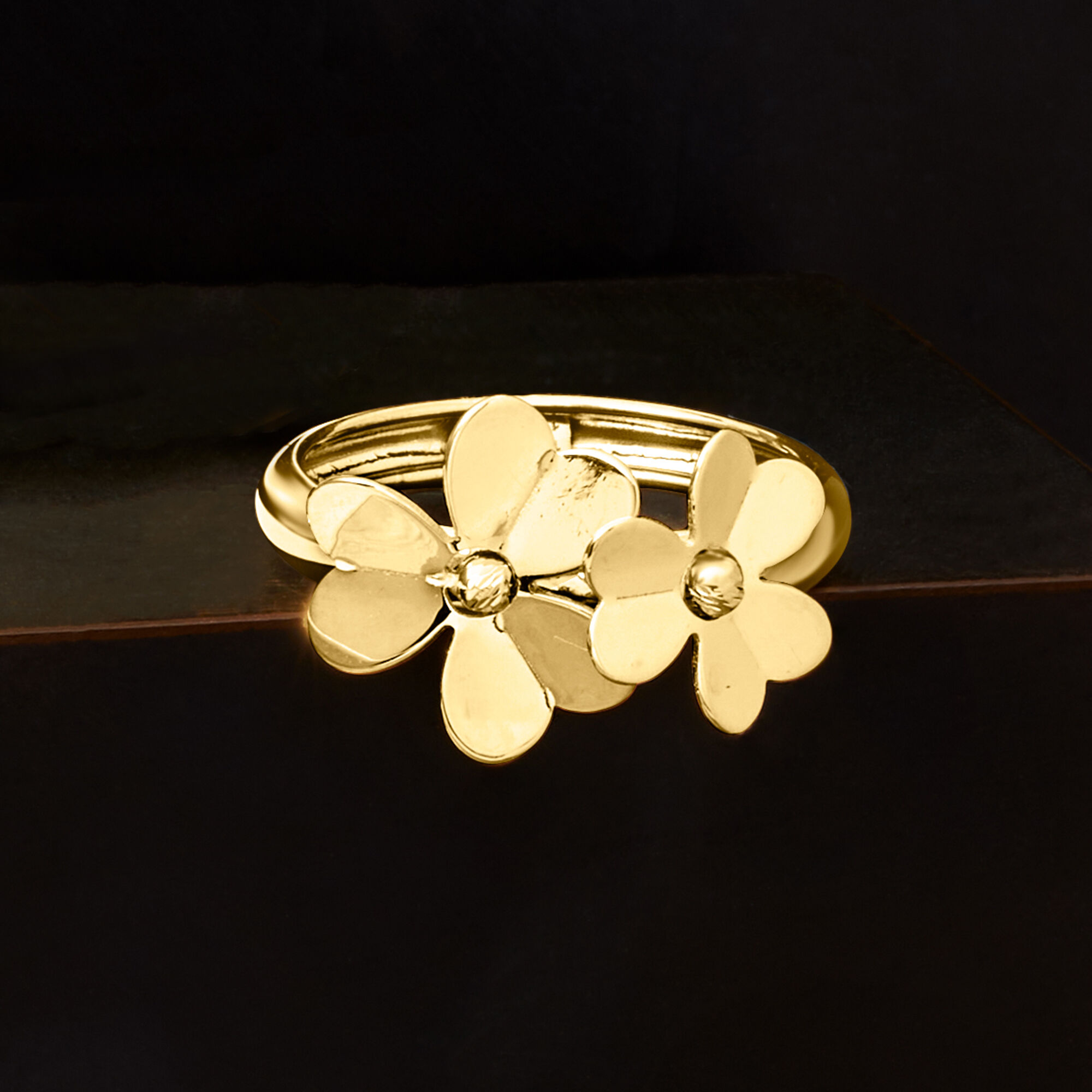 入荷now 安全 14kt Italian Yellow Ring Flower Gold アクセサリー