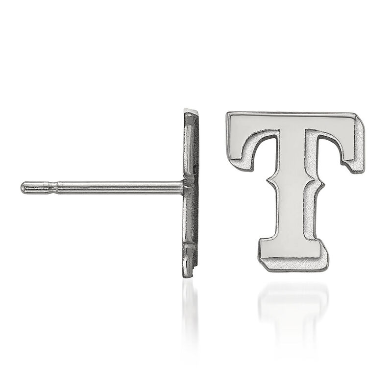 14kt White Gold MLB Texas Rangers Extra Small Stud Earrings image number 0