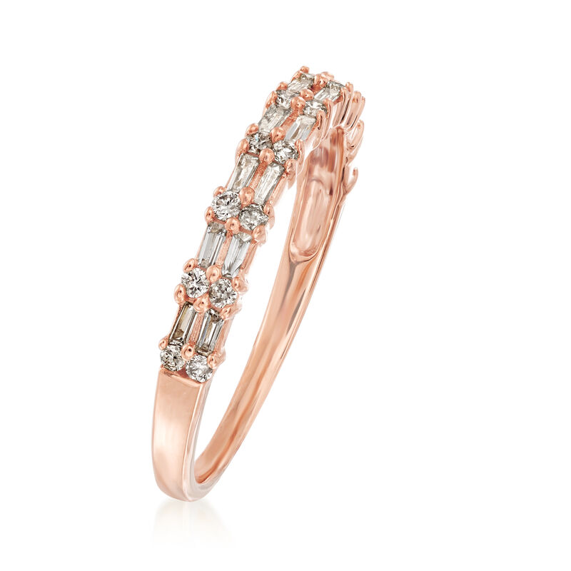 .30 ct. t.w. Round and Rectangular Baguette Diamond Ring in 14kt Rose Gold. Size 6 image number 2