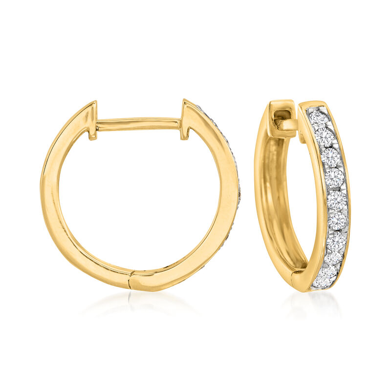.25 ct. t.w. Diamond Huggie Hoop Earrings in 14kt Yellow Gold. 1/2&quot; image number 0