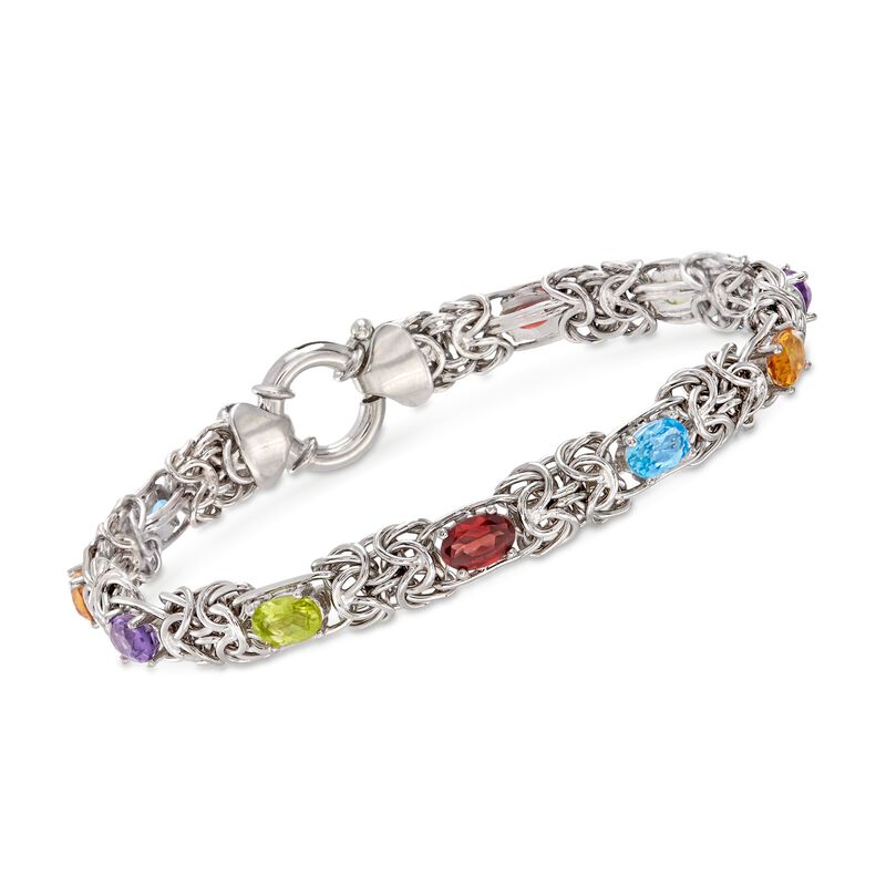 4.80 ct. t.w. Multi-Stone Byzantine Bracelet in Sterling Silver image number 0