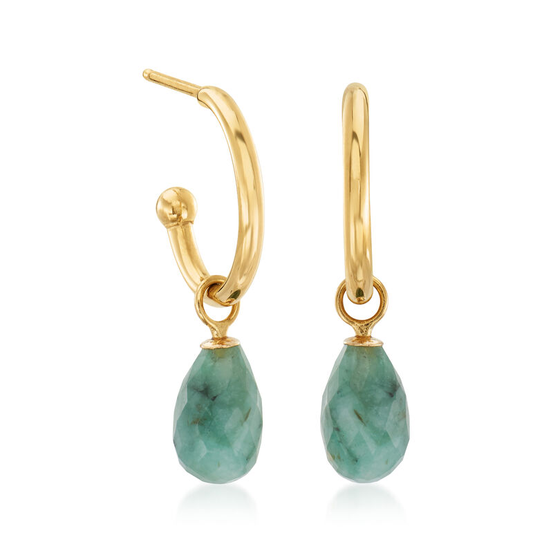 11.30 ct. t.w. Multi-Gemstone Interchangeable C-Hoop Earrings in 14kt Yellow Gold. 3/4&quot; image number 2