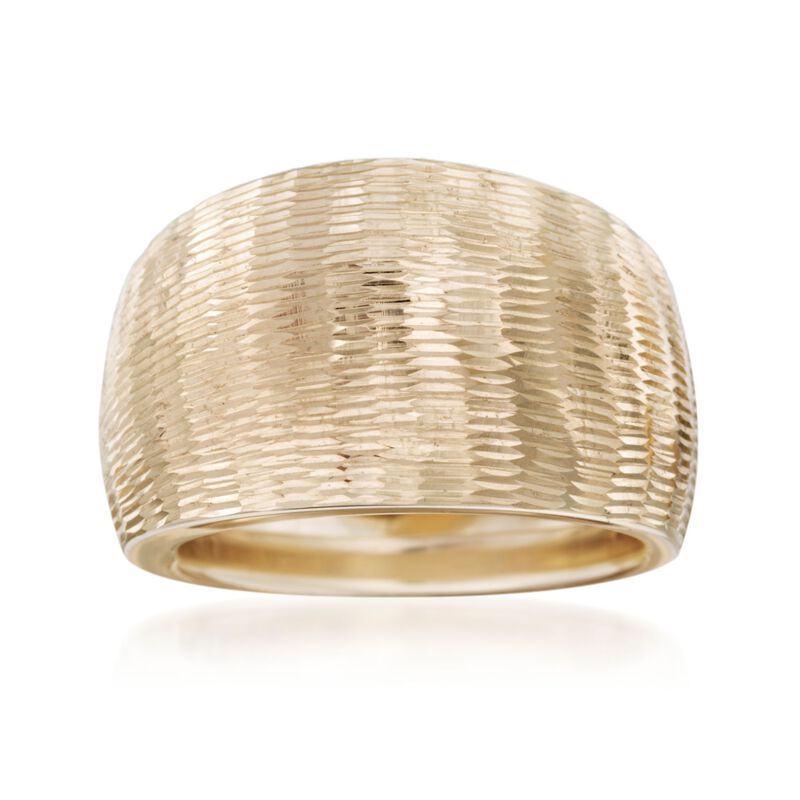 Italian 14kt Yellow Gold Diamond-Cut Wide-Band Ring image number 0