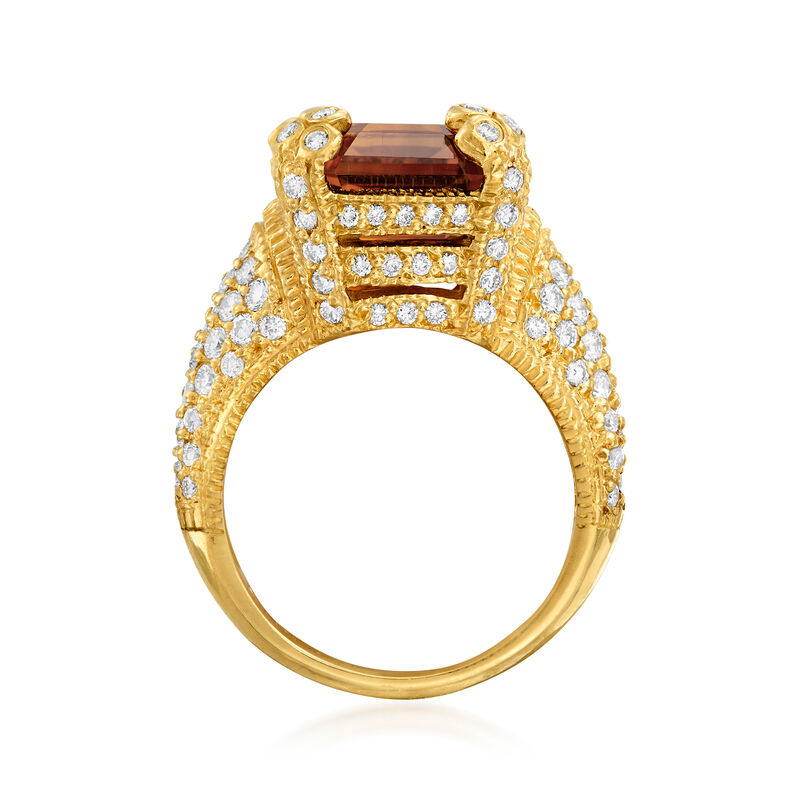 C. 2000 Vintage Judith Ripka 6.85 Carat Citrine and 1.60 ct. t.w. Diamond Ring in 18kt Yellow Gold image number 3