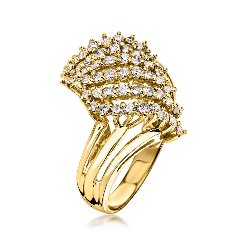 C. 1980 Vintage 1.00 ct. t.w. Diamond Cluster Ring in 14kt Yellow Gold. Size 6 image number 2