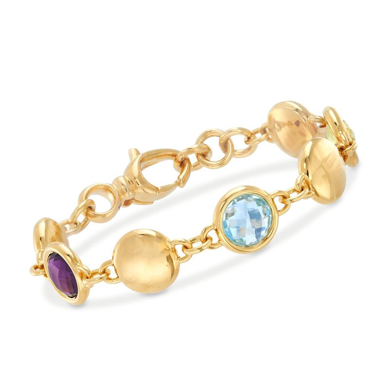 Italian Andiamo 3.30 ct. t.w. Multi-Stone Bracelet in 14kt Yellow Gold. 8.5&quot; image number 0