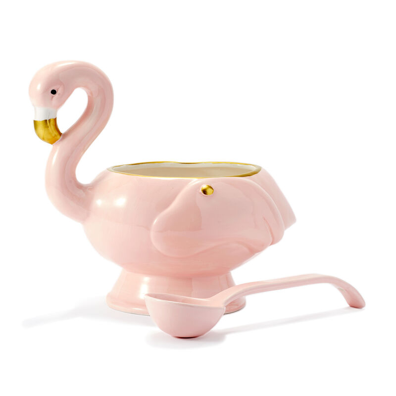Pink Flamingo Punch Bowl and Ladle Set image number 0