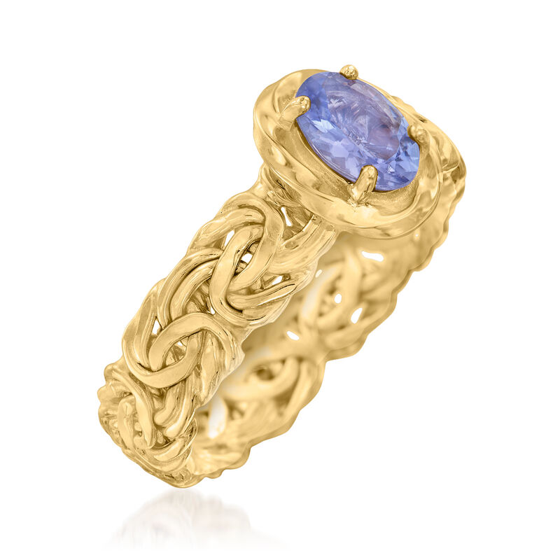 .60 Carat Tanzanite Byzantine Ring in 14kt Yellow Gold image number 2