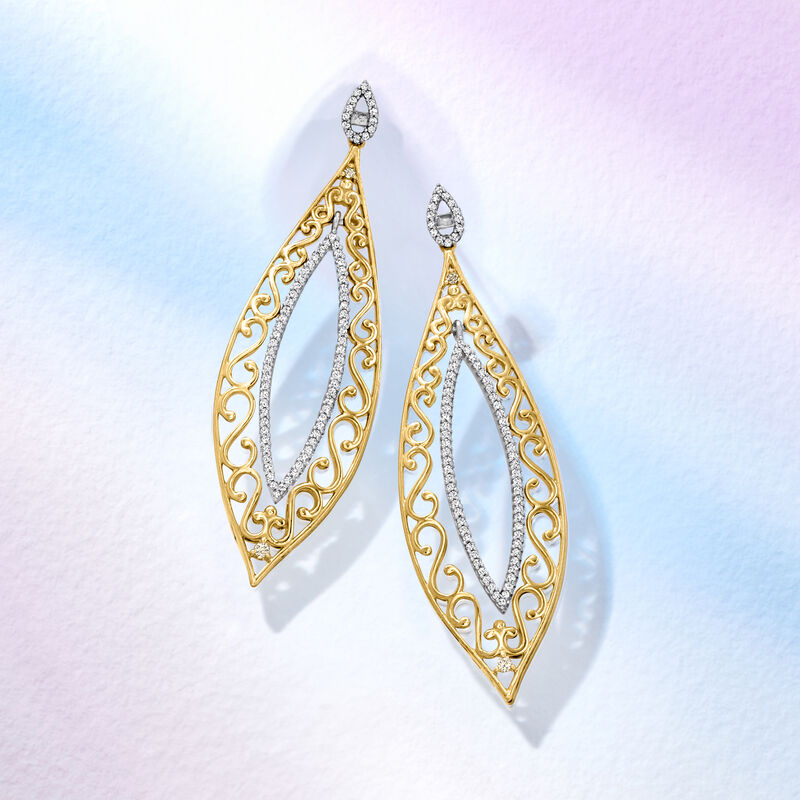 .50 ct. t.w. Diamond Teardrop Earrings in 14kt Two-Tone Gold image number 2