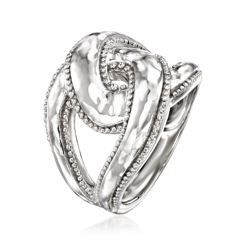 Sterling Silver Beaded-Edge Knot Ring image number 2