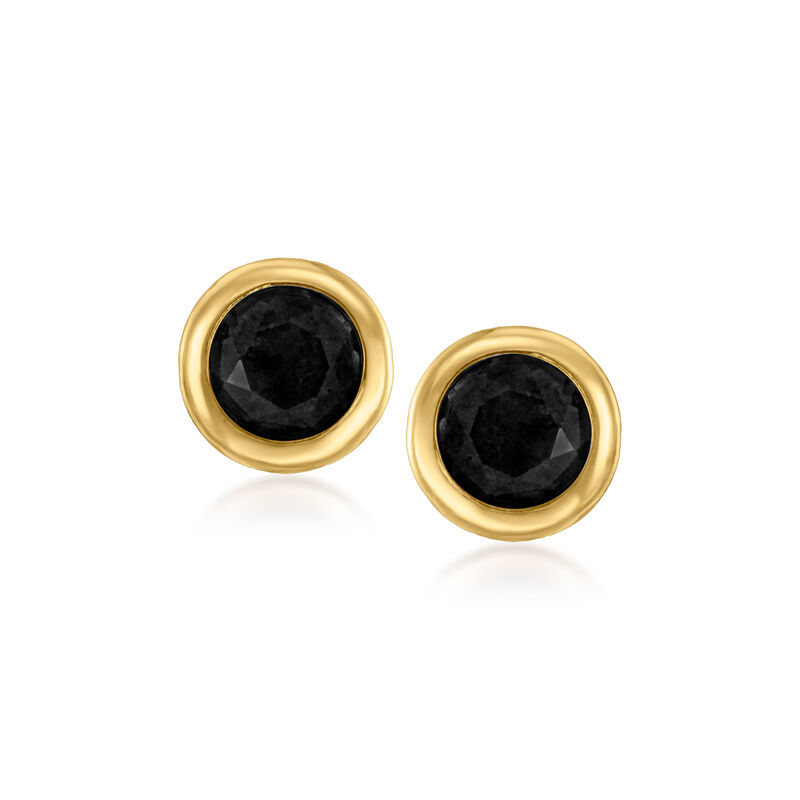 Bezel-Set Onyx Stud Earrings in 10kt Yellow Gold image number 0