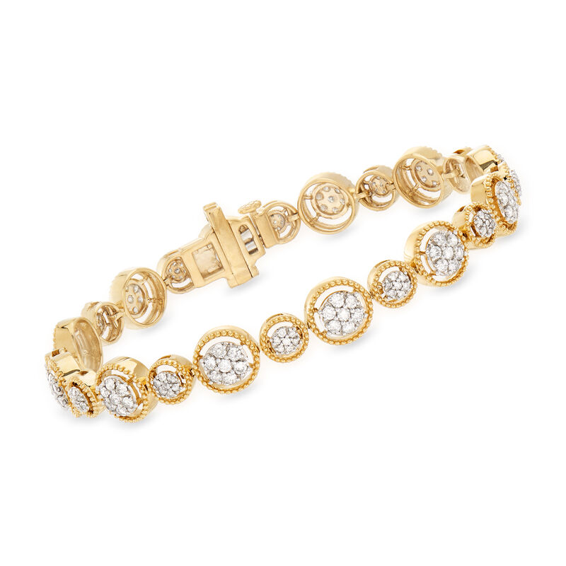 2.00 ct. t.w. Diamond Milgrain Bracelet in 18kt Gold Over Sterling image number 0