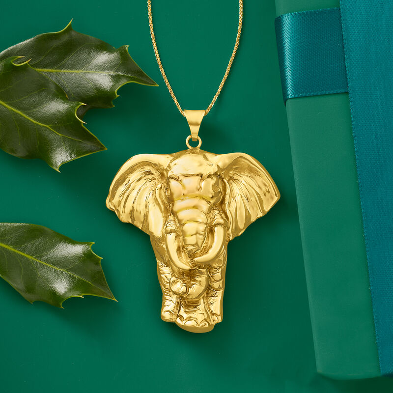Italian 14kt Yellow Gold Elephant Pendant image number 2