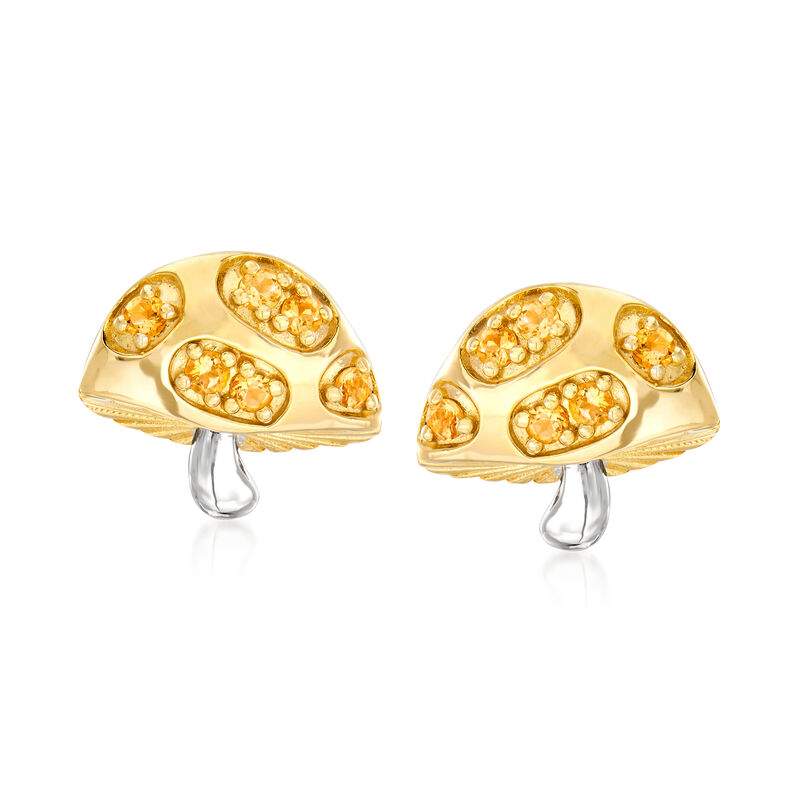 .30 ct. t.w. Citrine Mushroom Earrings in Two-Tone Sterling Silver image number 0