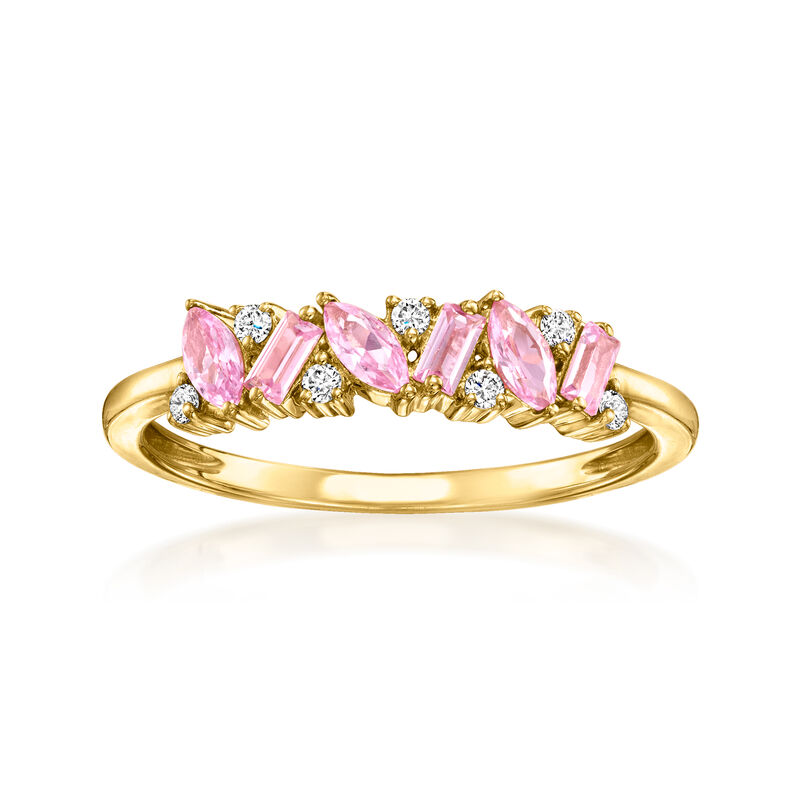 .30 ct. t.w. Lab-Grown Pink Sapphire Ring with Lab-Grown Diamonds in 18kt Gold Vermeil. Size 8 image number 0