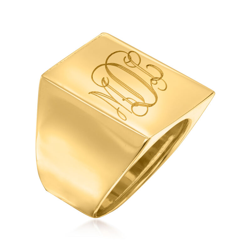 Italian 14kt Yellow Gold Personalized Square-Top Ring image number 2