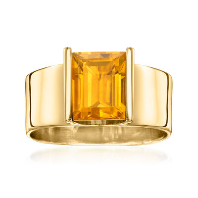 C. 1980 Vintage 2.50 Carat Citrine Ring in 14kt Yellow Gold