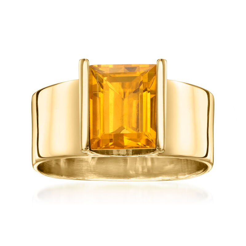 C. 1980 Vintage 2.50 Carat Citrine Ring in 14kt Yellow Gold image number 0