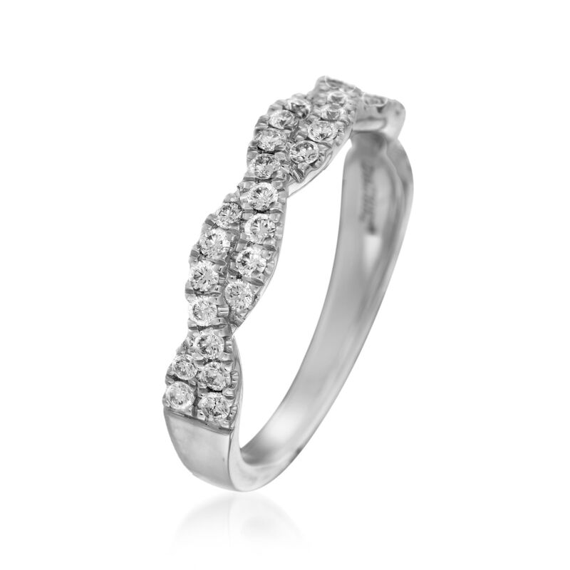 Henri Daussi .42 ct. t.w. Diamond Twisted Wedding Ring in 18kt White Gold image number 2